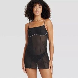 Auden Black Sheer Chemise Set